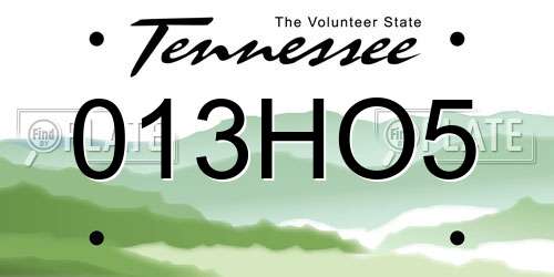 013HO5 Tennessee License Plate