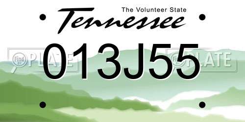 013J55 Tennessee License Plate