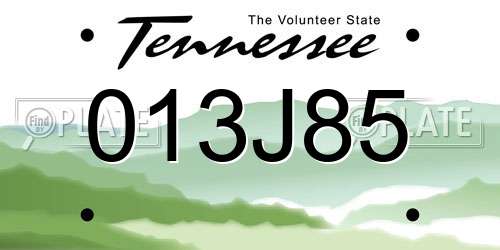 013J85 Tennessee License Plate