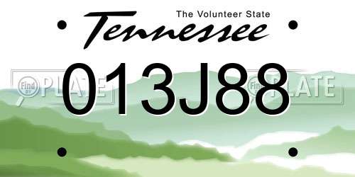 013J88 Tennessee License Plate