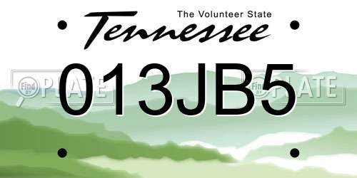 013JB5 Tennessee License Plate