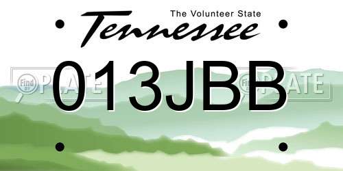 013JBB Tennessee License Plate
