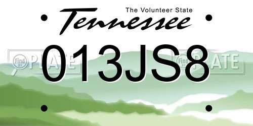 013JS8 Tennessee License Plate