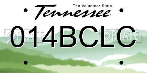014BCLC Tennessee License Plate