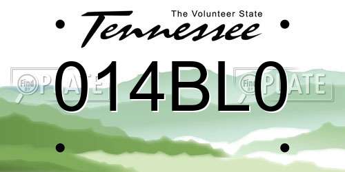 014BL0 Tennessee License Plate