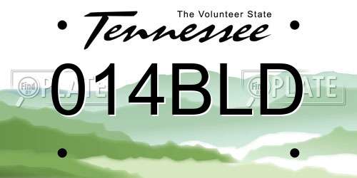 014BLD Tennessee License Plate