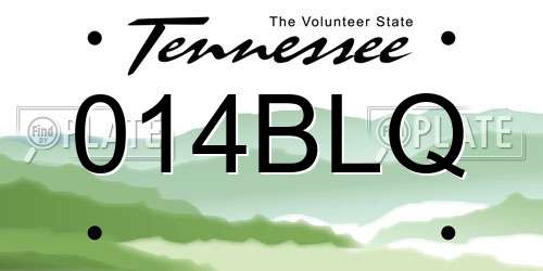 014BLQ Tennessee License Plate