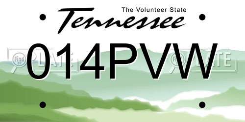 014PVW Tennessee License Plate