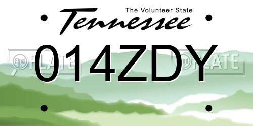 014ZDY Tennessee License Plate