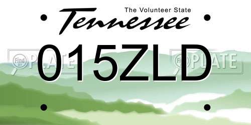 015ZLD Tennessee License Plate