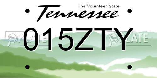 015ZTY Tennessee License Plate