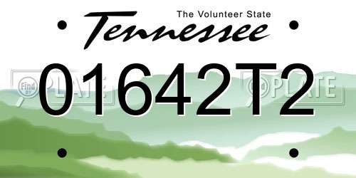 01642T2 Tennessee License Plate