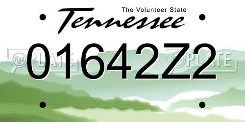 01642Z2 Tennessee License Plate