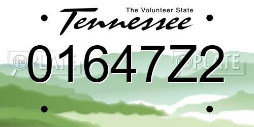 01647Z2 Tennessee License Plate