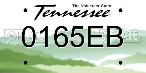 0165EB Tennessee License Plate