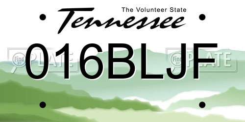 016BLJF Tennessee License Plate