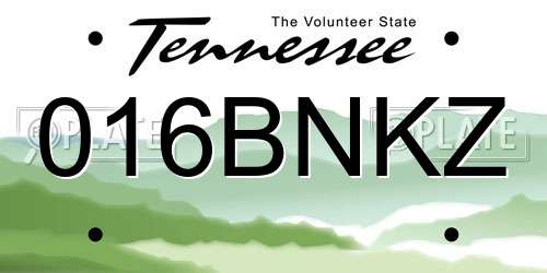 016BNKZ Tennessee License Plate