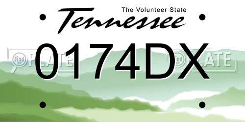 0174DX Tennessee License Plate