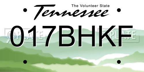 017BHKF Tennessee License Plate