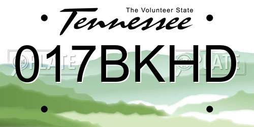 017BKHD Tennessee License Plate