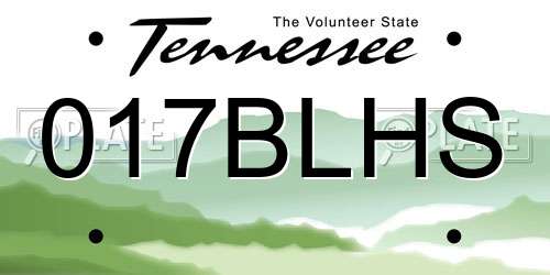 017BLHS Tennessee License Plate