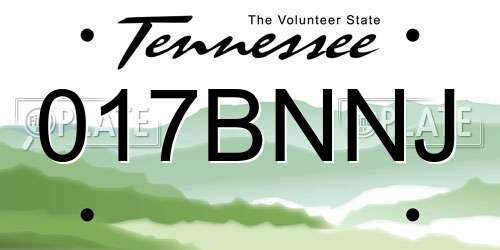 017BNNJ Tennessee License Plate