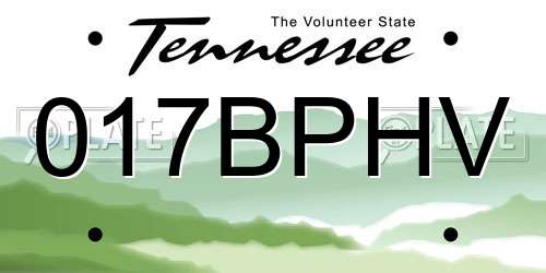 017BPHV Tennessee License Plate