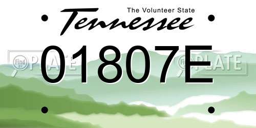 01807E Tennessee License Plate