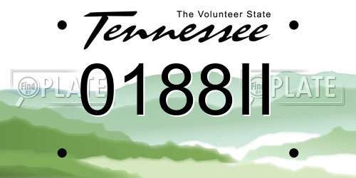 0188II Tennessee License Plate