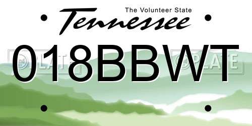 018BBWT Tennessee License Plate