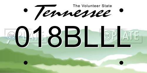 018BLLL Tennessee License Plate