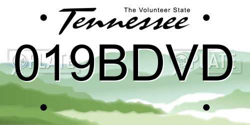019BDVD Tennessee License Plate