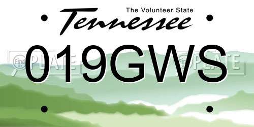 019GWS Tennessee License Plate