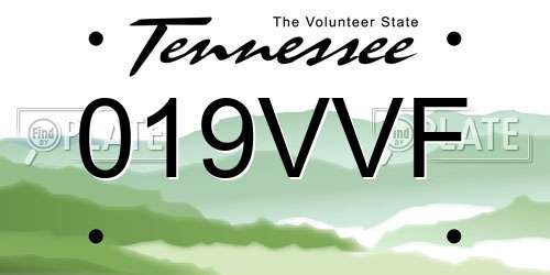 019VVF Tennessee License Plate
