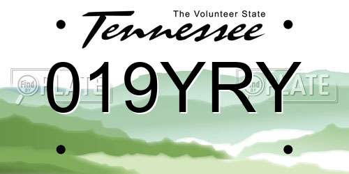019YRY Tennessee License Plate