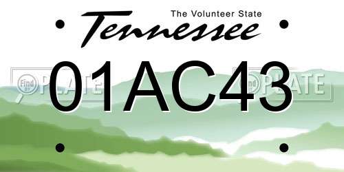 01AC43 Tennessee License Plate