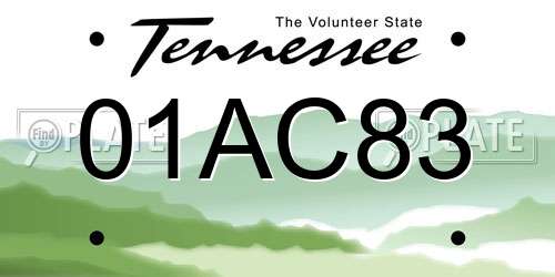 01AC83 Tennessee License Plate