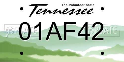 01AF42 Tennessee License Plate