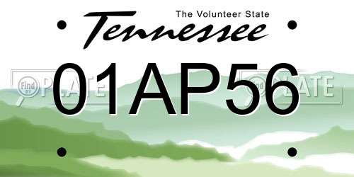 01AP56 Tennessee License Plate
