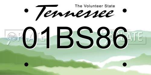 01BS86 Tennessee License Plate