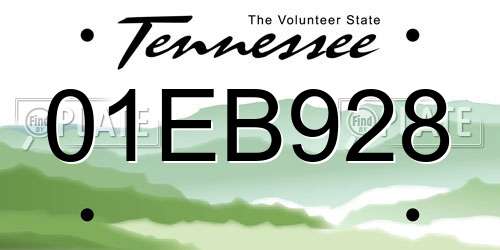 01EB928 Tennessee License Plate