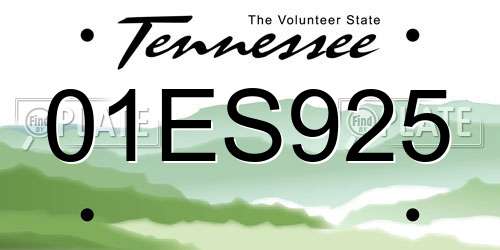 01ES925 Tennessee License Plate