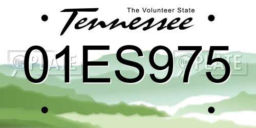 01ES975 Tennessee License Plate