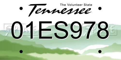 01ES978 Tennessee License Plate