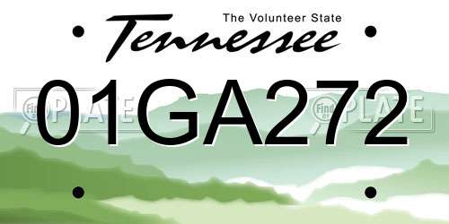 01GA272 Tennessee License Plate