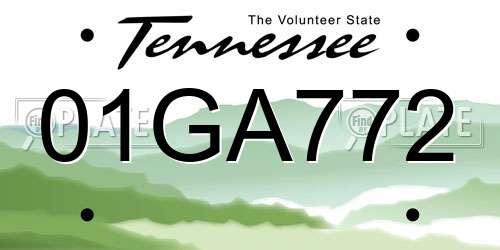 01GA772 Tennessee License Plate