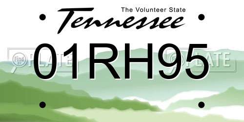 01RH95 Tennessee License Plate