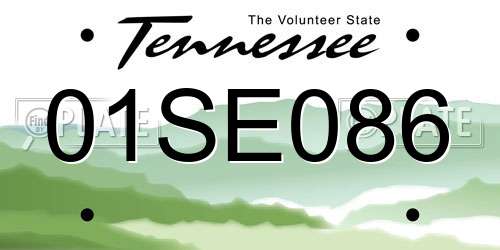 01SE086 Tennessee License Plate