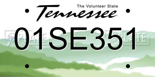 01SE351 Tennessee License Plate