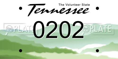 0202 Tennessee License Plate